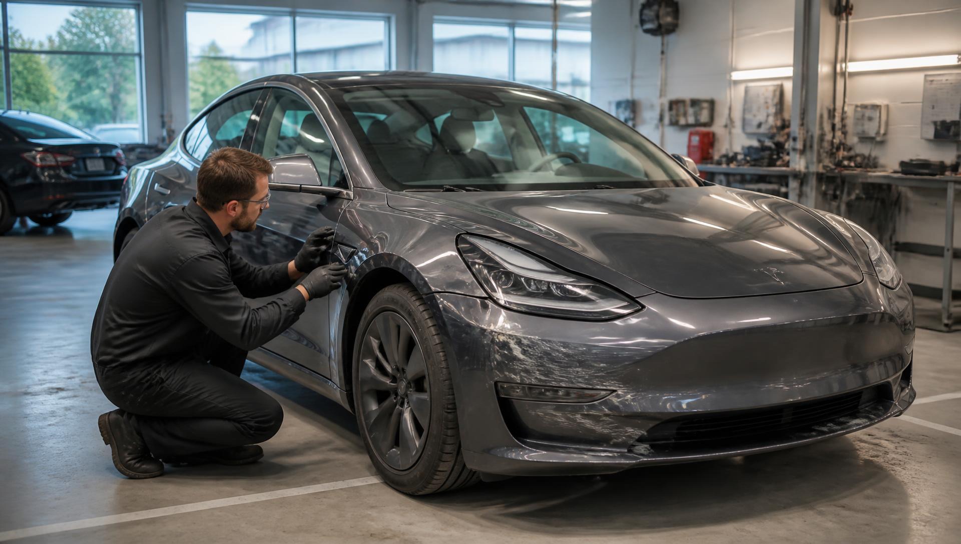 Tesla collision repair in Portland Oregon at Crown Towing & Collision Repair